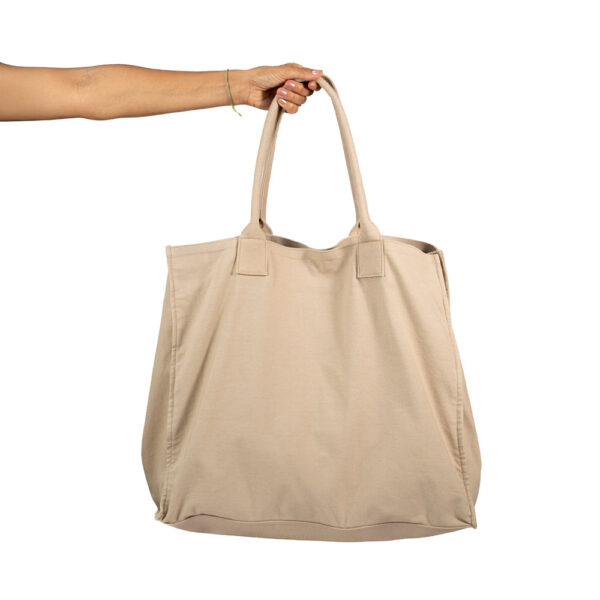 Wide bag in beige cotton canva