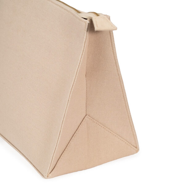 Beige cotton canva zipper clutch