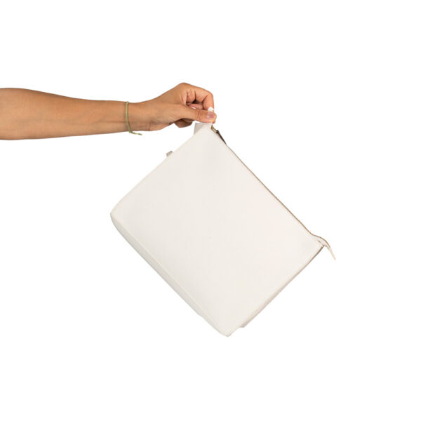 White cotton canva zipper clutch