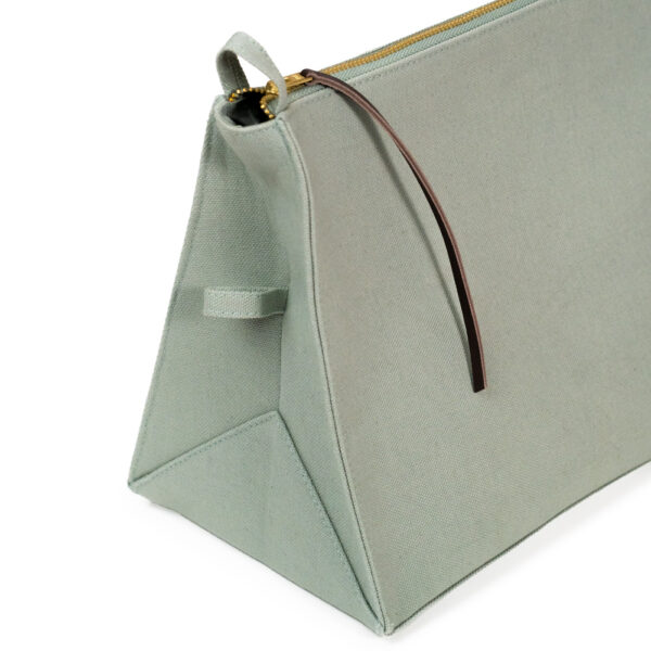 Green cotton canva zipper clutch
