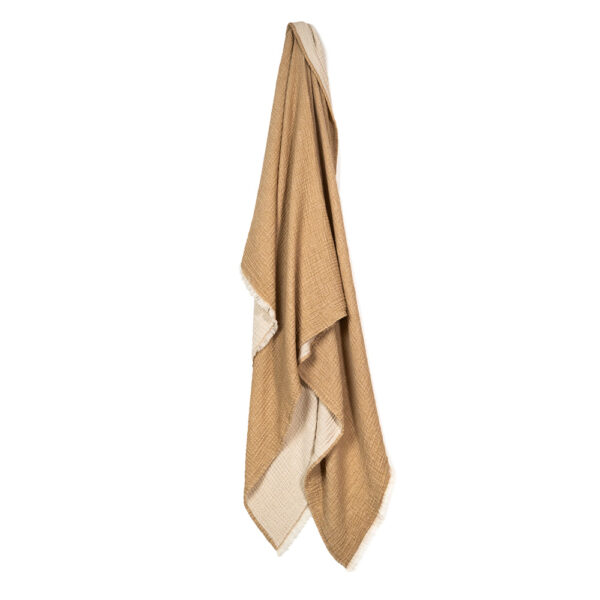 Beige 3-layer cotton muslin plaid