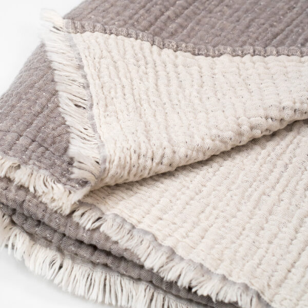 Grey 3-layer cotton muslin plaid