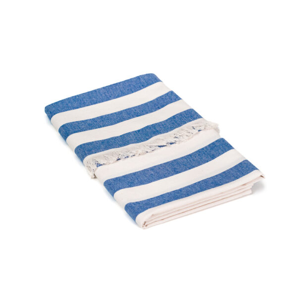 Fouta broadcloth in light cotton with bangs. White background with stripes, yarn-dyed.
