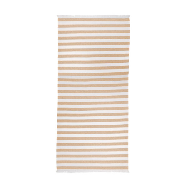 Fouta broadcloth in light cotton with bangs. White background with stripes, yarn-dyed.