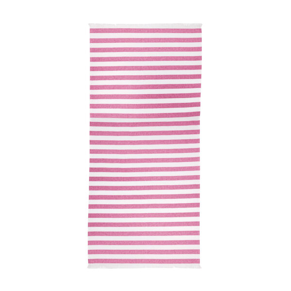Fouta broadcloth in light cotton with bangs. White background with stripes, yarn-dyed.