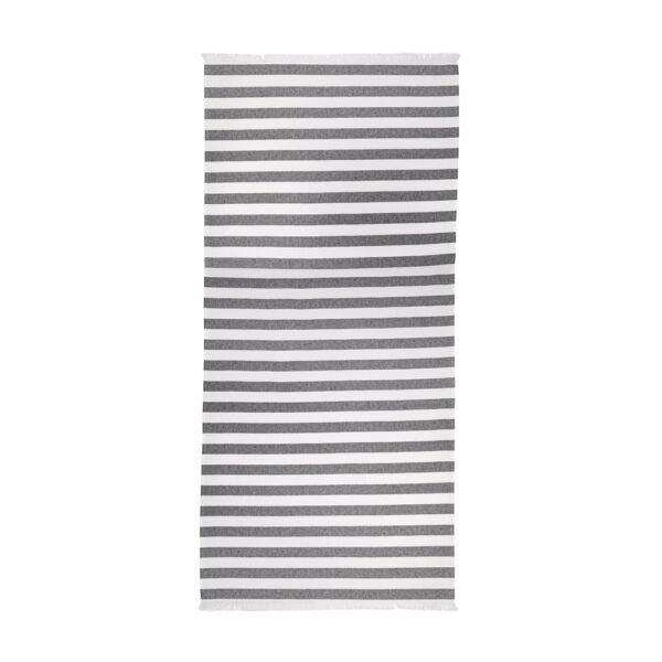Fouta broadcloth in light cotton with bangs. White background with stripes, yarn-dyed.