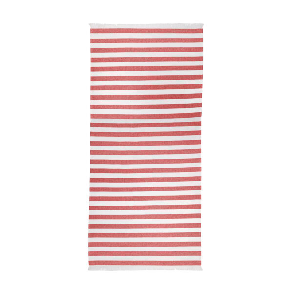 Fouta broadcloth in light cotton with bangs. White background with stripes, yarn-dyed.