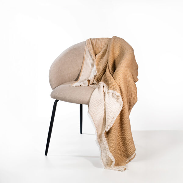 Beige 3-layer cotton muslin plaid